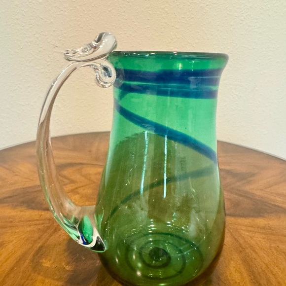 Other - Signed Hand Blown Art Glass Green and Blue with Pontil Mark and Signature